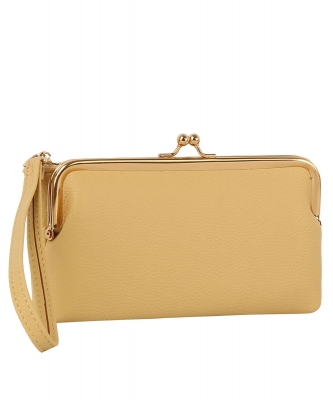 Fashion Kiss Lock Wallet Wristlet GLW-0145 YELLOW